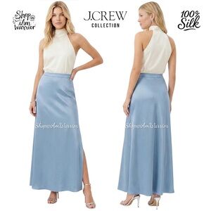 J.Crew Collection NWT sky blue fluid silk charmeuse maxi skirt  *shop@iamwarrior